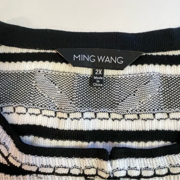 Ming Wang Geometric Cardigan Black/White Size 2X - Picture 10 of 12